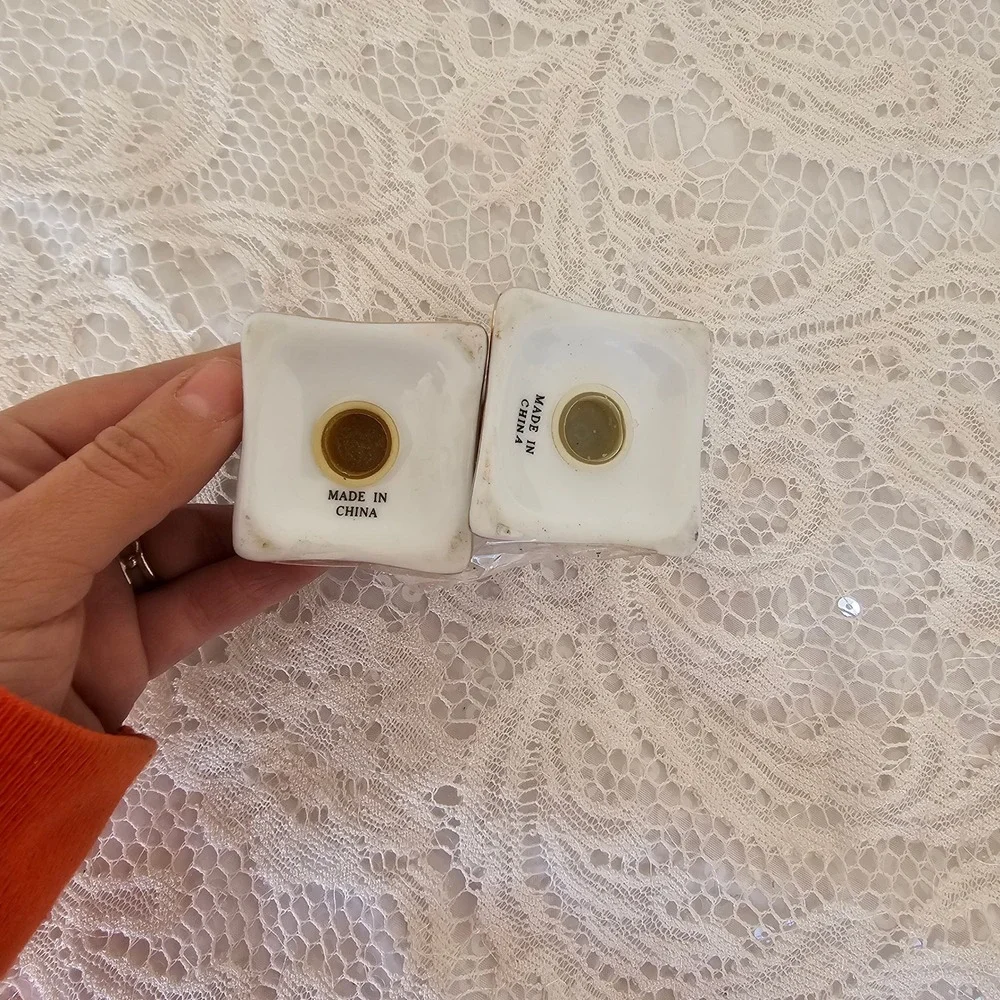 Vintage Porcelain Salt Pepper Shakers Rose‎ Floral Gold Trim Made China